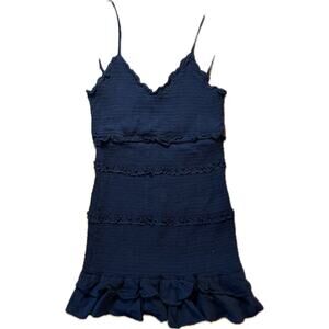 Oliveaceous Women's L Black Smocked Fitted Mini Dress Summer‎ Party Cocktail